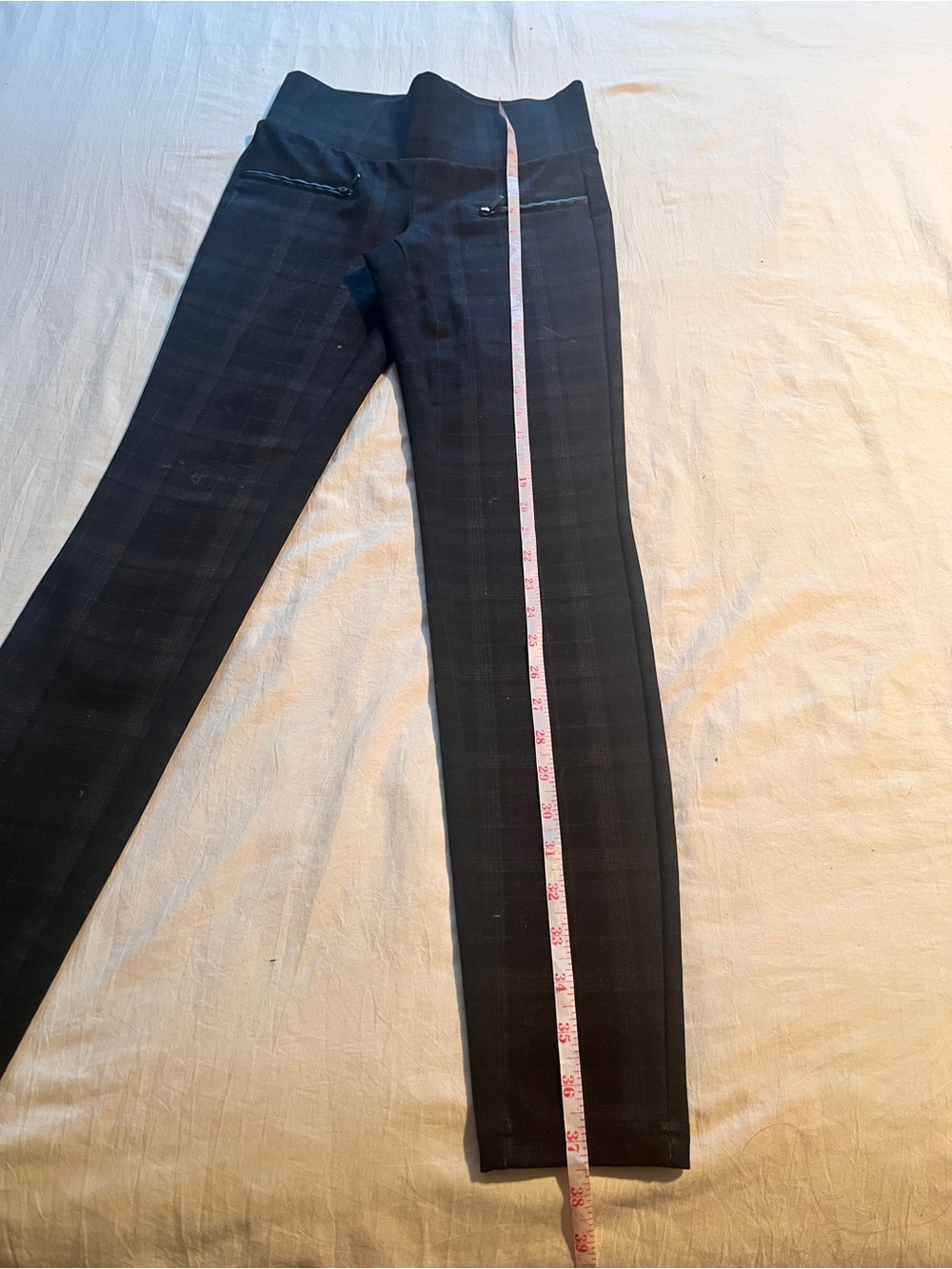 Suzy Shier Navy Plaid Skinny Jeans